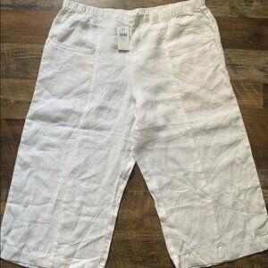 J Jill Pure Jill White 100% Linen Capri Pants Size L NWT $79